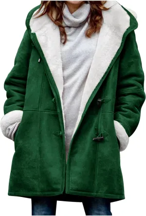 2024 Plus Size Winter Coats for Women Casual Fleece Sherpa Lined Jackets Trendy Shearling Suede Pea Coats