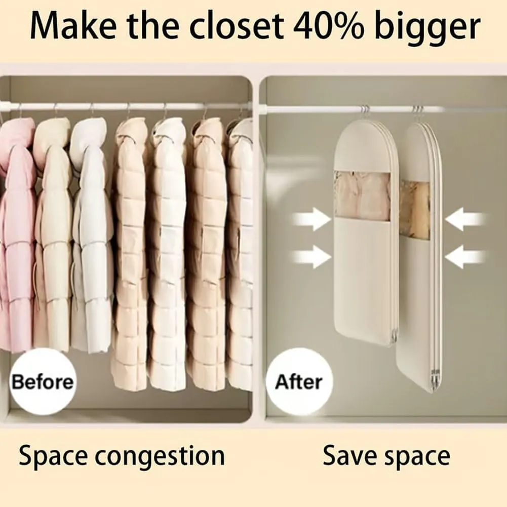 2025 Space Saving Hanging Garment Bag With Self Compression Zipper, Long Dress Bags For Hanging Clothes, Washable Suit Cover For Dresses, Coats, Heavy Duty Garment Bags (1PC-Pink,M)