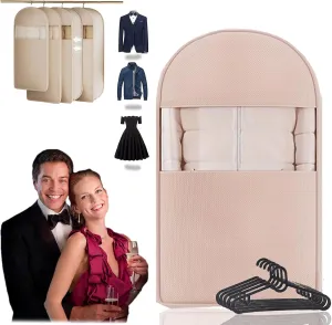 2025 Space Saving Hanging Garment Bag With Self Compression Zipper, Long Dress Bags For Hanging Clothes, Washable Suit Cover For Dresses, Coats, Heavy Duty Garment Bags (1PC-Pink,M)
