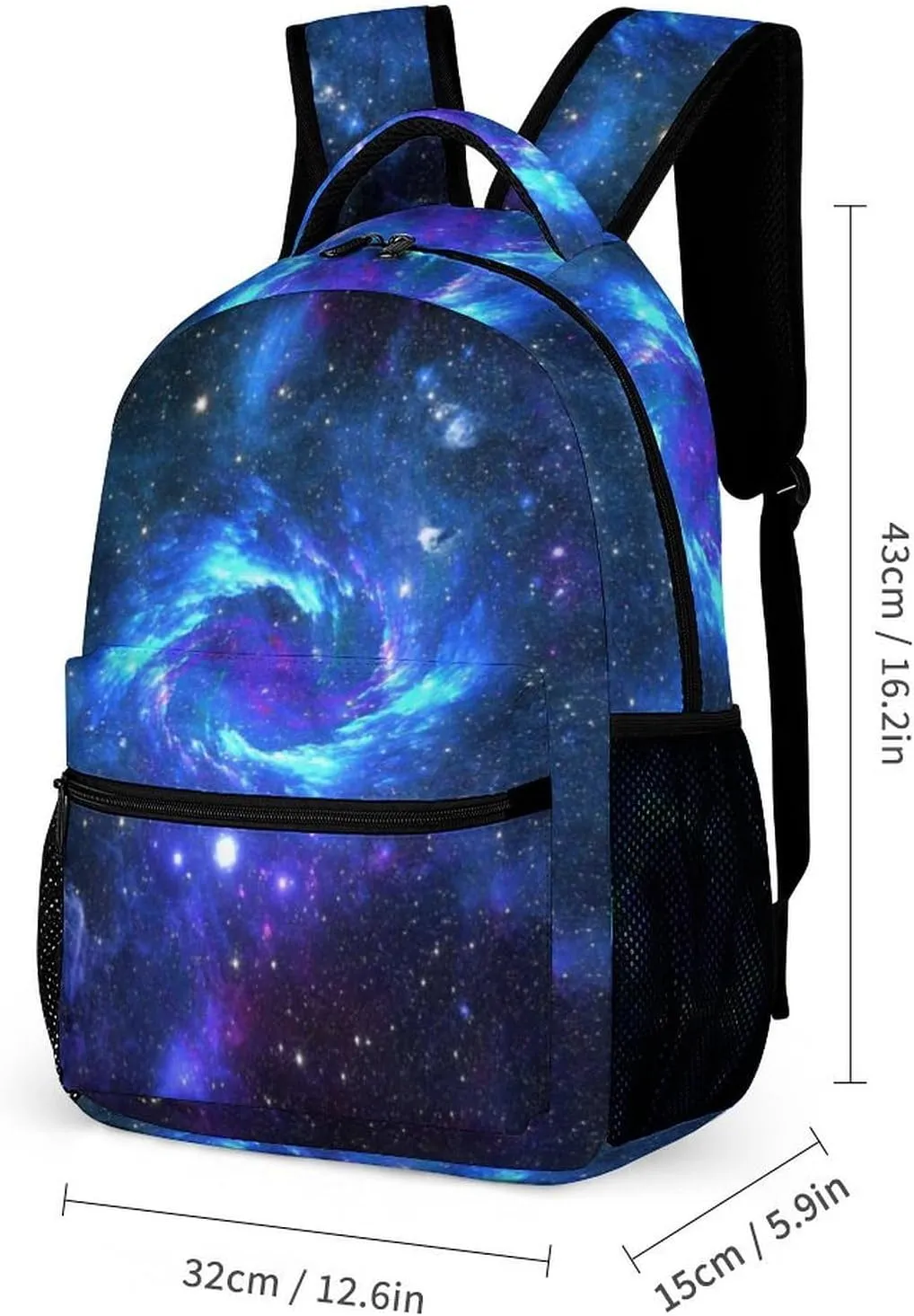3 Pcs Blue Galaxy Backpack Set for Men WomenKawaii Laptop Bag Adjustable Daypack for Work,Large Capacity Lightweight Double Shoulder Backpack with Lunch Bag & Pencil Case