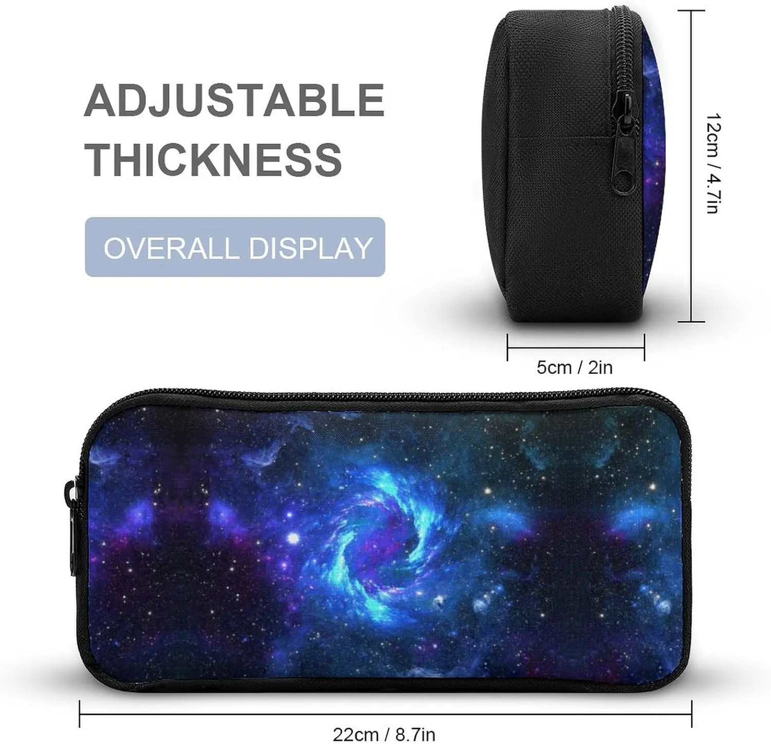 3 Pcs Blue Galaxy Backpack Set for Men WomenKawaii Laptop Bag Adjustable Daypack for Work,Large Capacity Lightweight Double Shoulder Backpack with Lunch Bag & Pencil Case