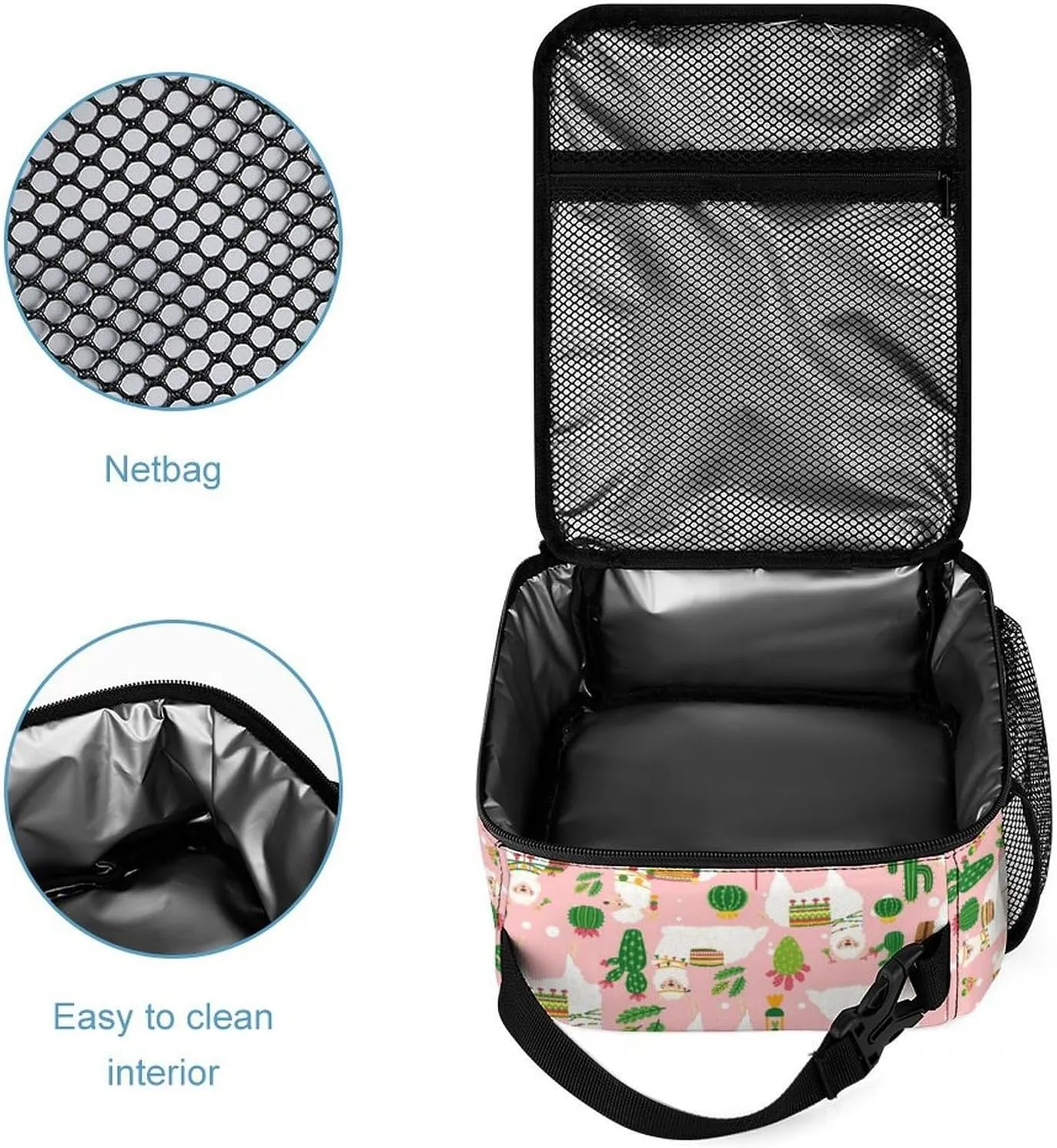 3 Pcs Cactus Alpaca Backpack Set for Men WomenKawaii Laptop Bag Adjustable Daypack for Work,Large Capacity Lightweight Double Shoulder Backpack with Lunch Bag & Pencil Case