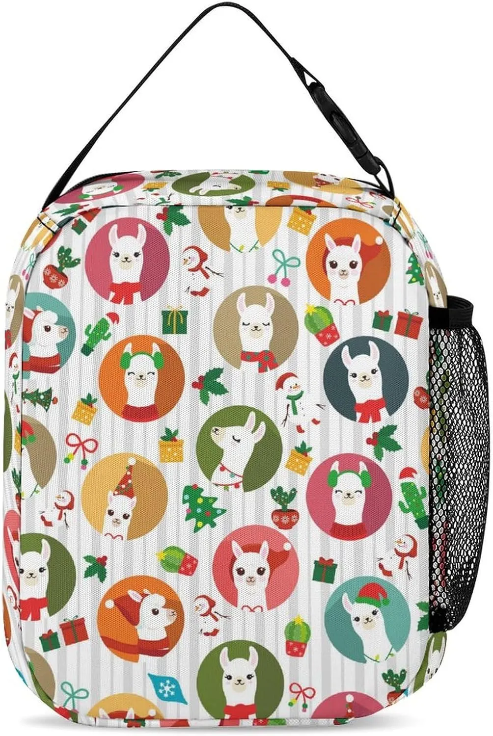 3 Pcs Christmas Alpaca Backpack Set for Men WomenKawaii Laptop Bag Adjustable Daypack for Work,Large Capacity Lightweight Double Shoulder Backpack with Lunch Bag & Pencil Case