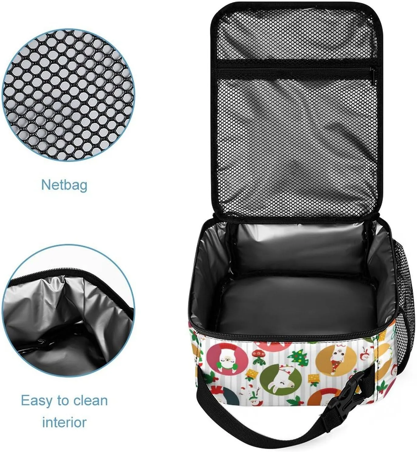 3 Pcs Christmas Alpaca Backpack Set for Men WomenKawaii Laptop Bag Adjustable Daypack for Work,Large Capacity Lightweight Double Shoulder Backpack with Lunch Bag & Pencil Case