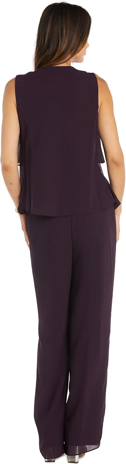 3PC Duster & Pantsuit Set W/Trim Detail
