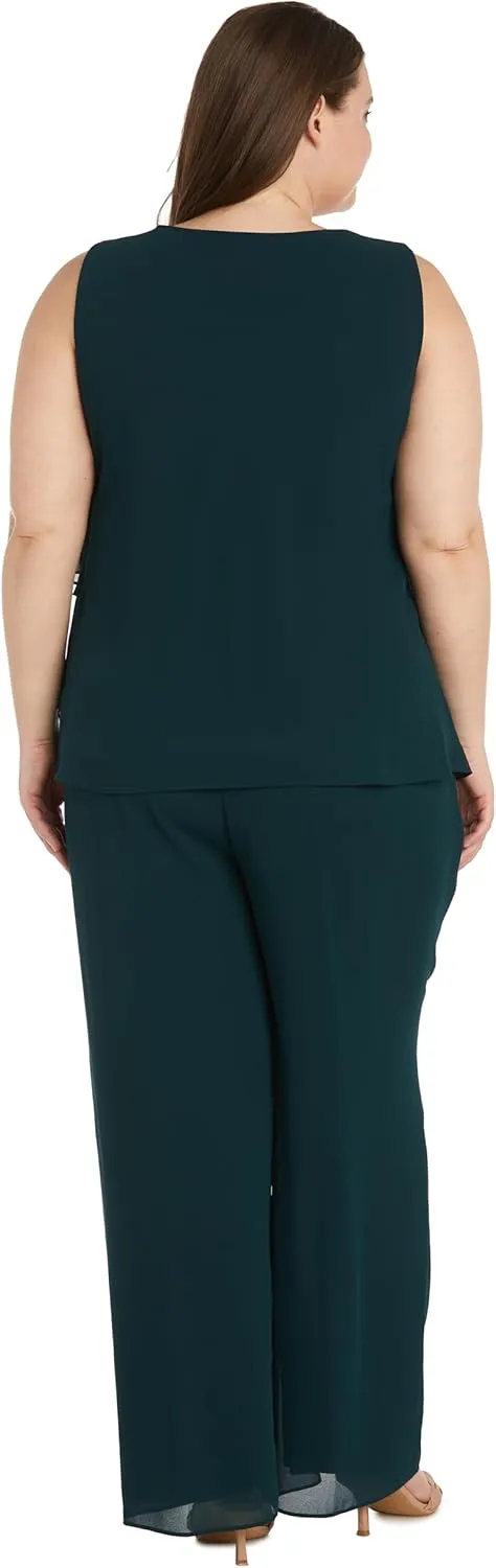 3PC Duster & Pantsuit Set W/Trim Detail