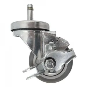 3" x 1-1/4" Thermo-Pro Swivel Grip Ring Stem Caster W/ Brake - 210 lbs. Cap.