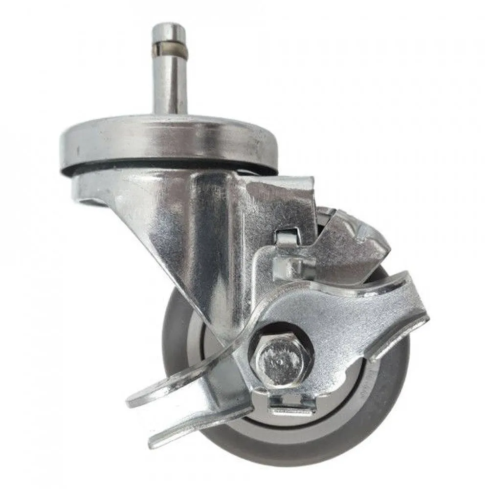 3" x 1-1/4" Thermo-Pro Swivel Grip Ring Stem Caster W/ Brake - 210 lbs. Cap.