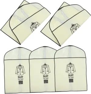 5pcs Clothing Dust Cover Apparel Travel Garment Bag Garment Bags for Travel Coat Storage Bag Home Hanging Clothes Cover Clothes Bag Clothing Storage Bag Non-woven Fabric Beige