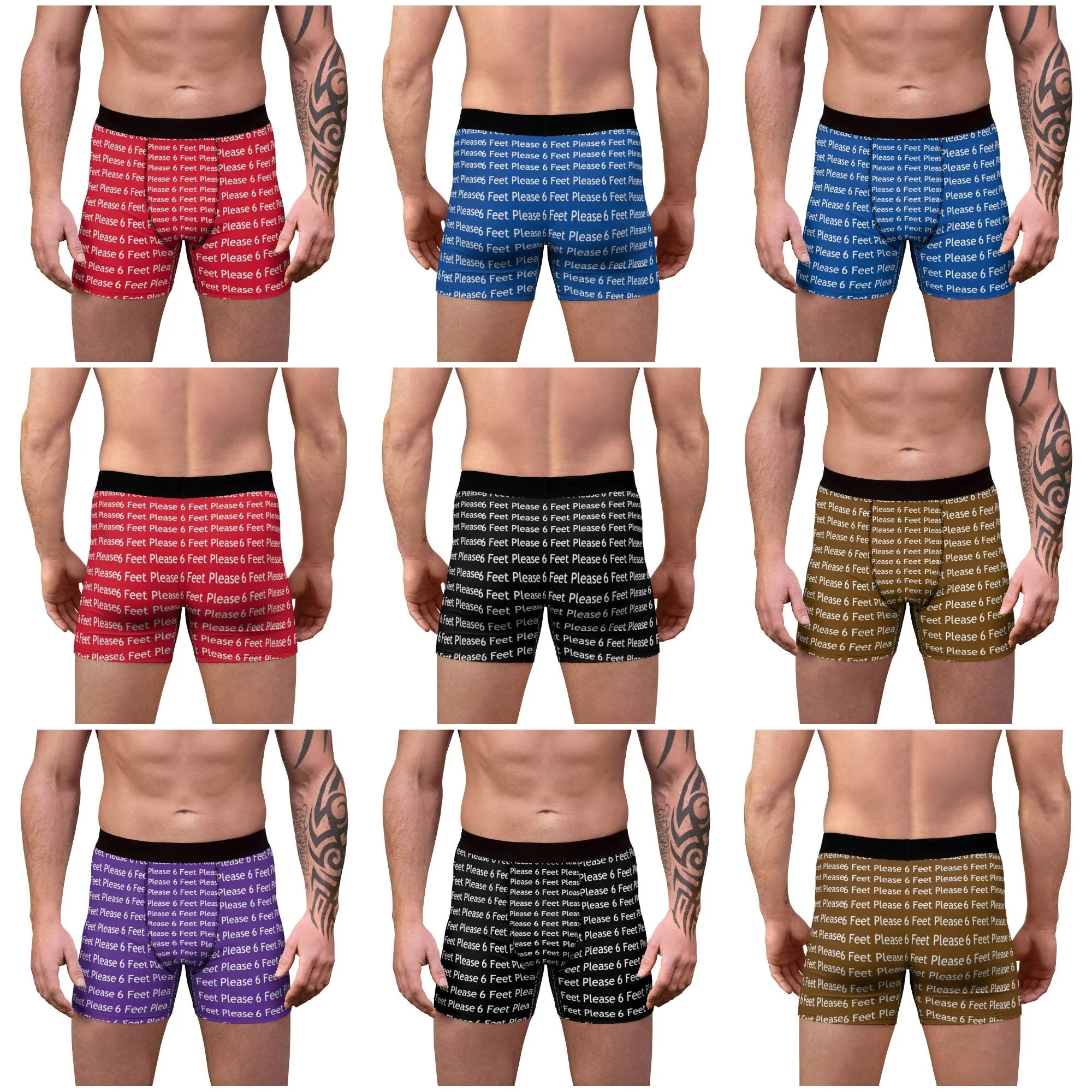 6 feet pls Covid Fun Men&#39;s Boxer Briefs in lightweight fabric, Christmas,Birthday/Engagement/Anniversary/Funny Covid Gifts