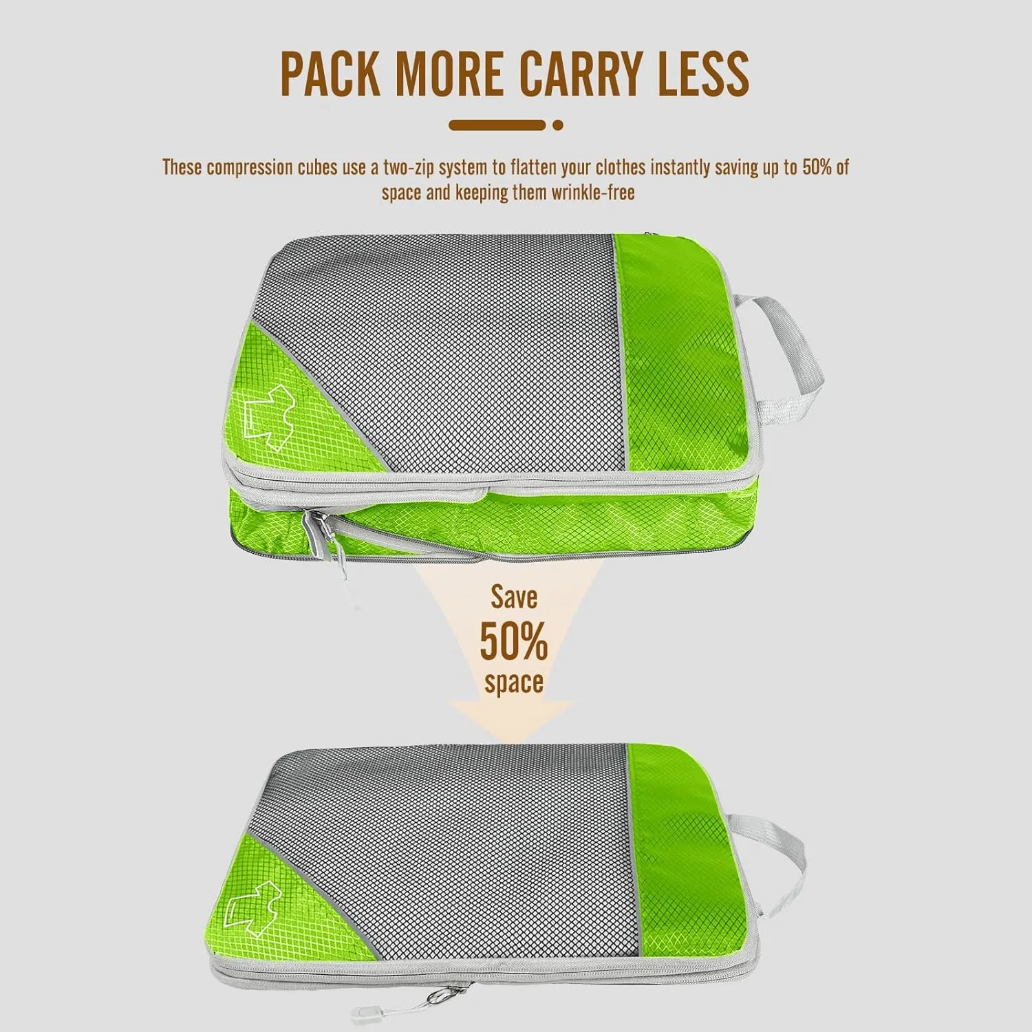 8 Set Compression Packing Cubes for Travel, Expandable Luggage Organizer with Shoe Bag & Laundry Bag - Lightweight Suitcase & Backpack Travel Essentials (Green)