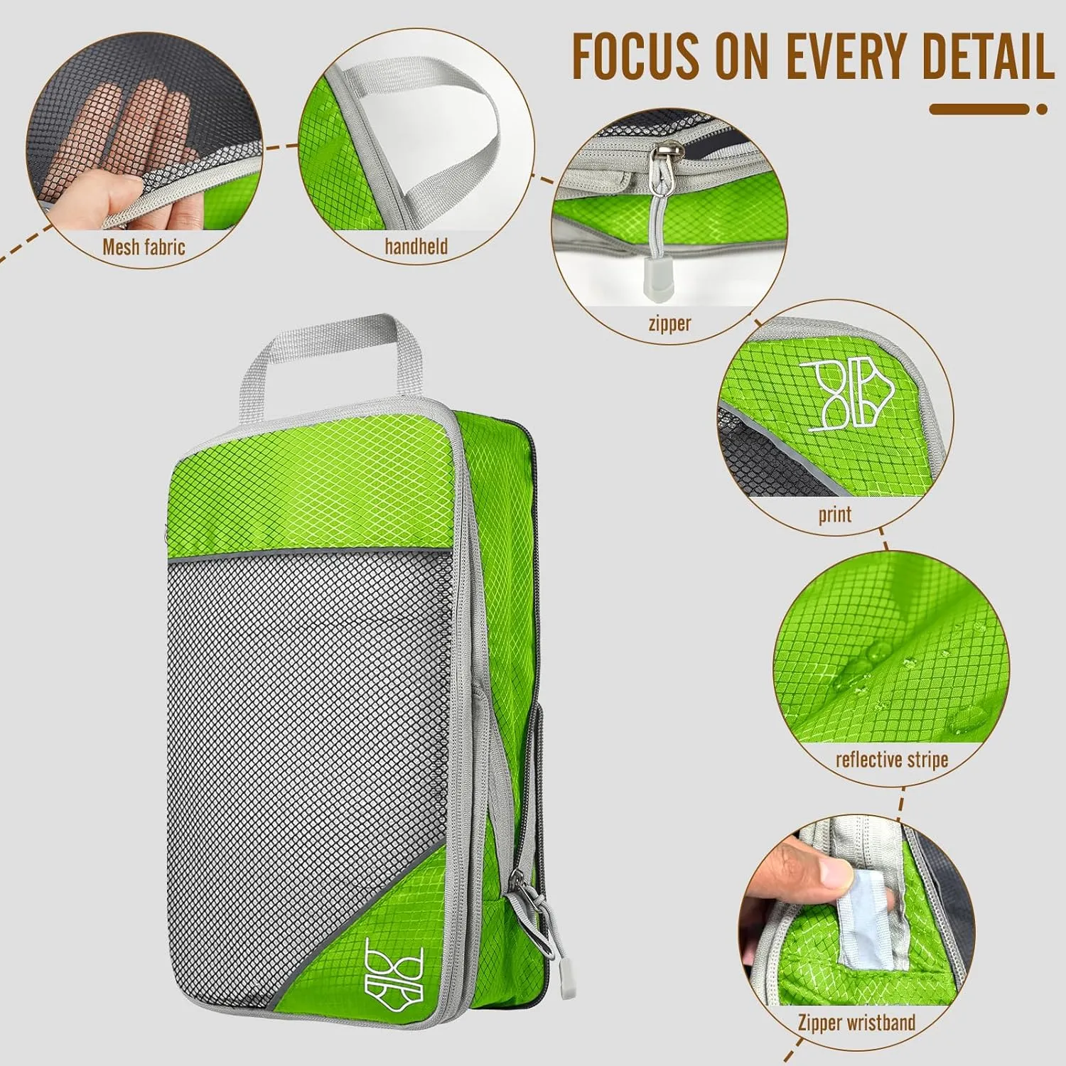 8 Set Compression Packing Cubes for Travel, Expandable Luggage Organizer with Shoe Bag & Laundry Bag - Lightweight Suitcase & Backpack Travel Essentials (Green)