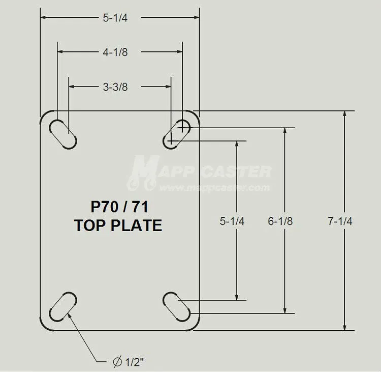 8" x 3" Ductile Steel Wheel P70 Rigid Caster - 5,400 Lbs Capacity