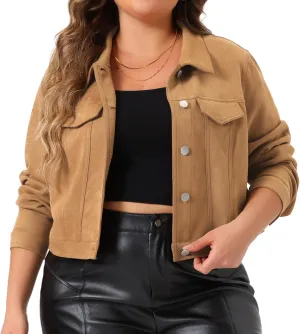 Agnes Orinda Plus Size Suede Vintage Jacket for Women Moto Biker Classic Jacket Shackets Crop Faux Leather Jackets 2024
