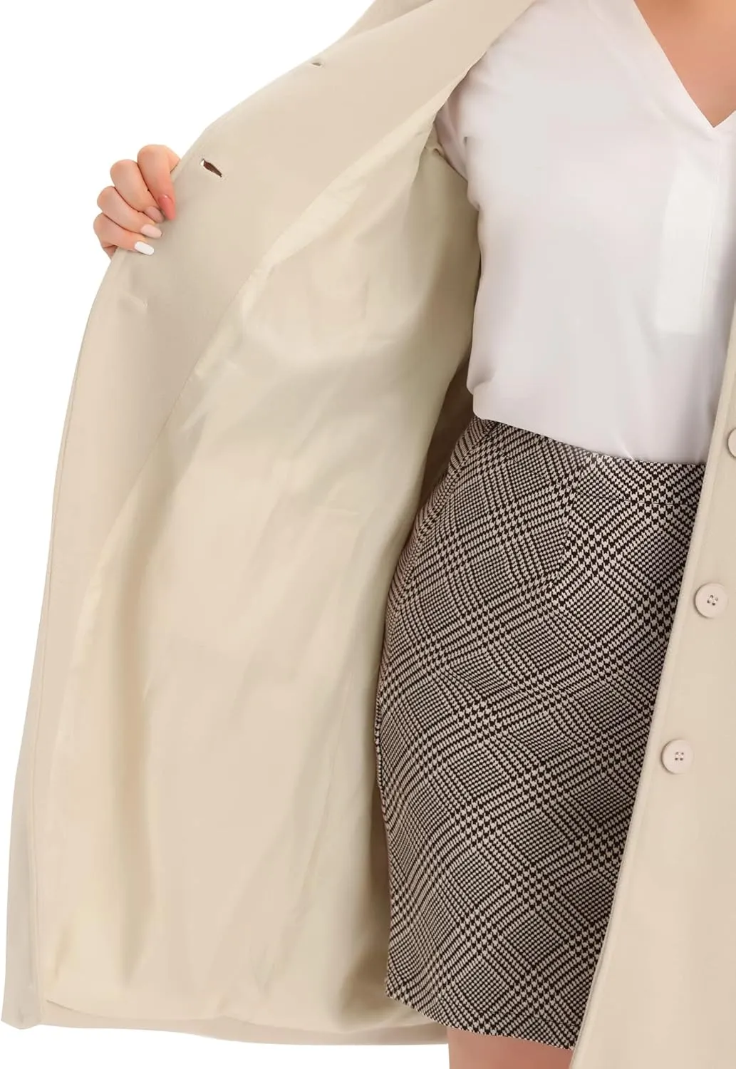 Agnes Orinda Plus Size Women Long Coats Peter Pan Collar Single Breasted with Pockets Trench Winter Long Peacoat