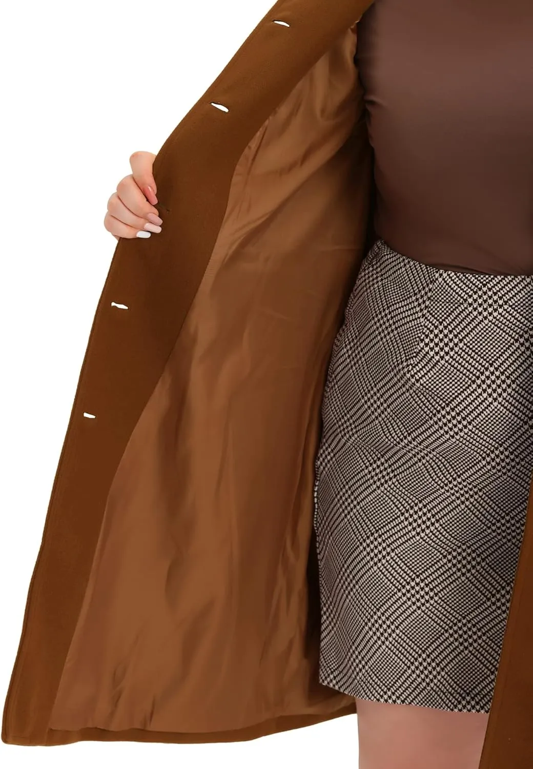 Agnes Orinda Plus Size Women Long Coats Peter Pan Collar Single Breasted with Pockets Trench Winter Long Peacoat