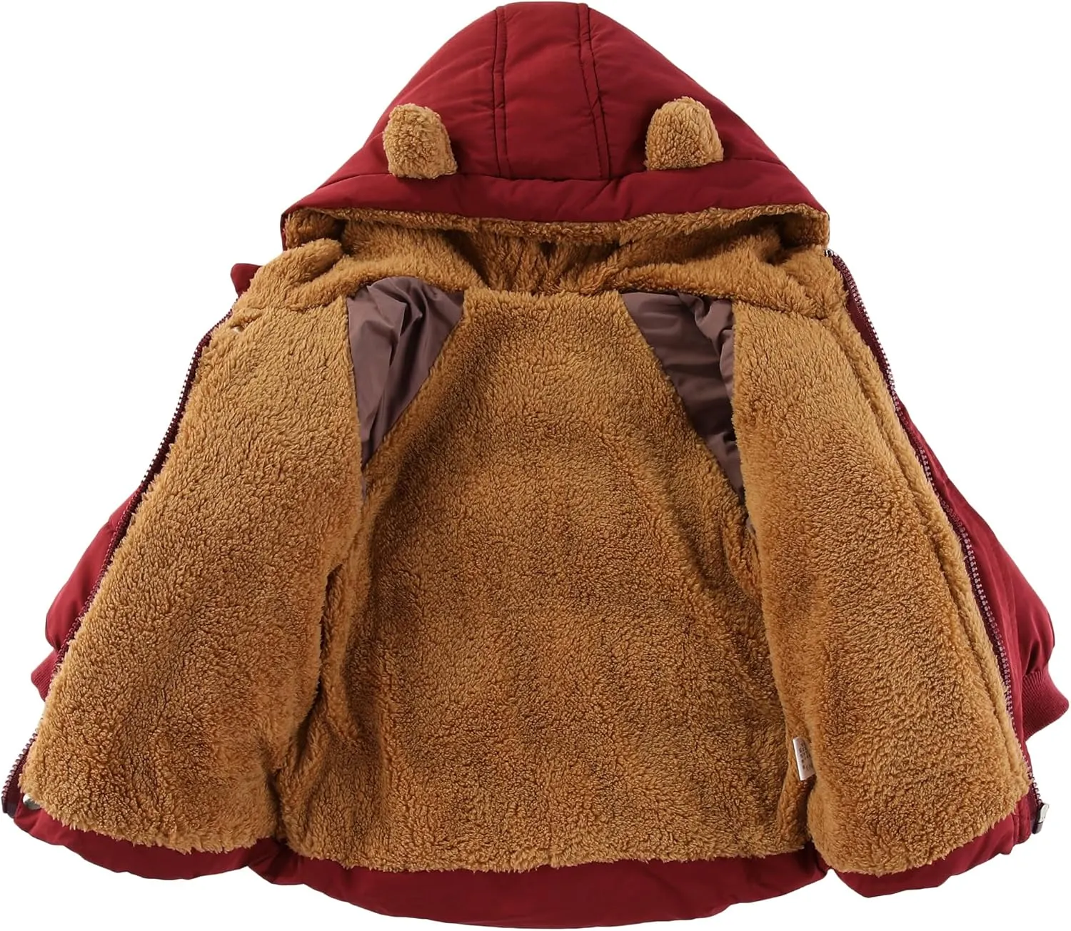 AIWUHE Toddler Winter Coat Boys Girls Down Jacket Hooded Fleece Warm Outwear 3D Ear Padded Puffer Jacket With Pockets 1-6Y