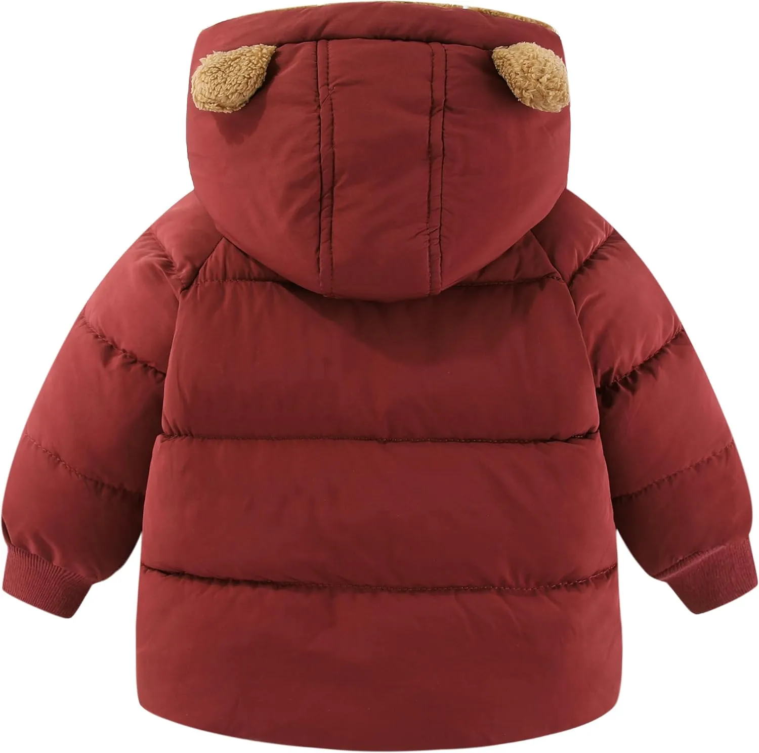 AIWUHE Toddler Winter Coat Boys Girls Down Jacket Hooded Fleece Warm Outwear 3D Ear Padded Puffer Jacket With Pockets 1-6Y