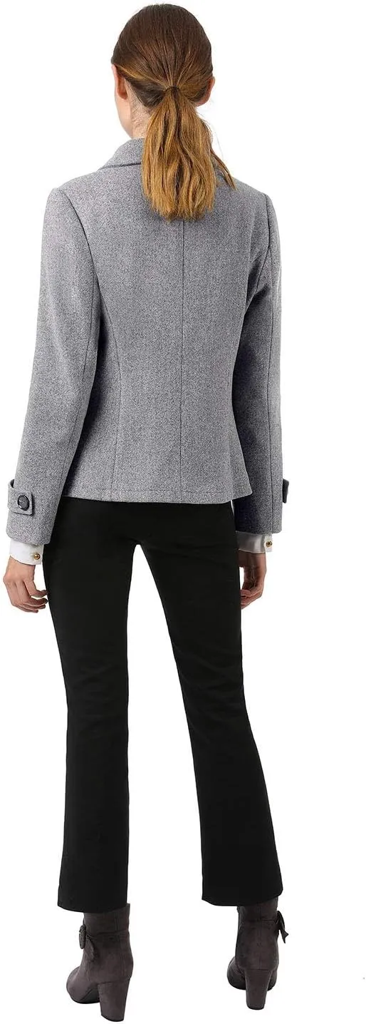 Allegra K Women's Notched Lapel Double Breasted Pea Coat