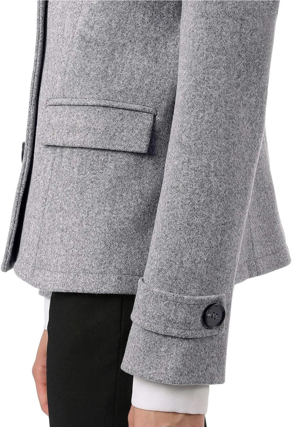 Allegra K Women's Notched Lapel Double Breasted Pea Coat