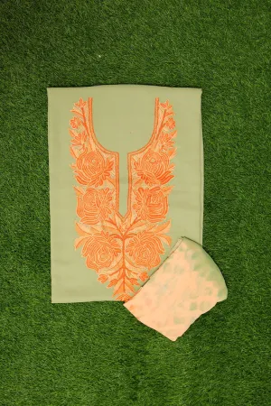 Alluring Pistachio Green Colour Cotton Suit With Beautiful Kashmiri Embroidery Definitely Add Elegance.