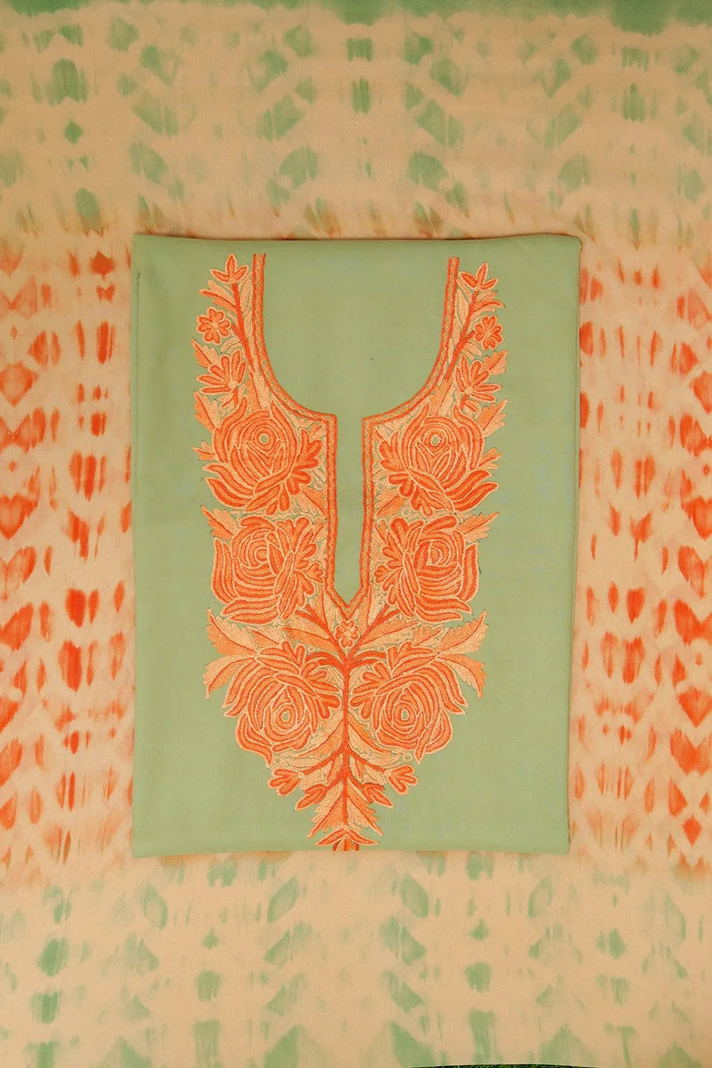 Alluring Pistachio Green Colour Cotton Suit With Beautiful Kashmiri Embroidery Definitely Add Elegance.