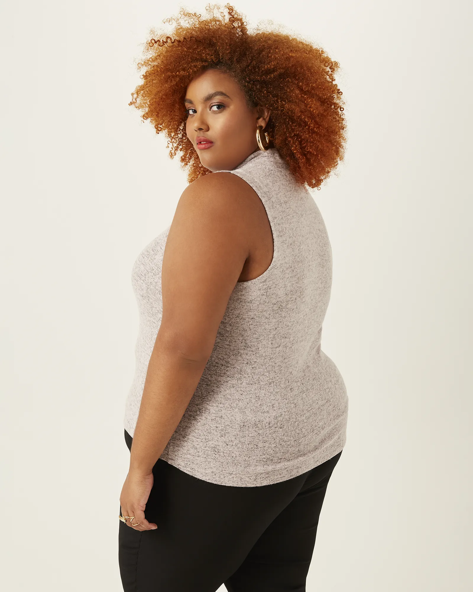 Angela Mock Neck Sweater Tank | Mauve