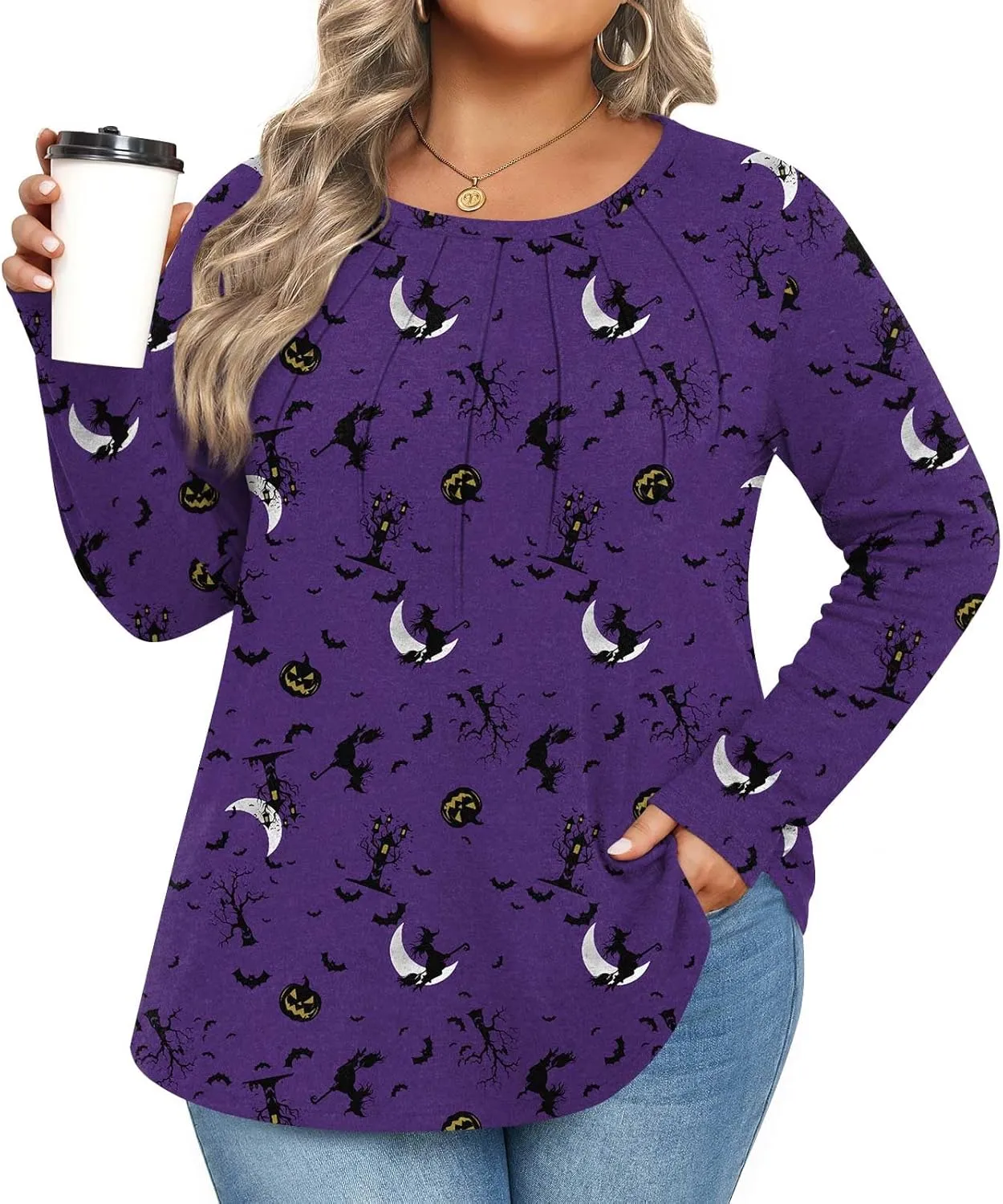 Anymiss Spring Plus Size Tops for Women 2025 Winter Sweaters Trendy Long sleeve Crew Neck Tshirts L-5XL
