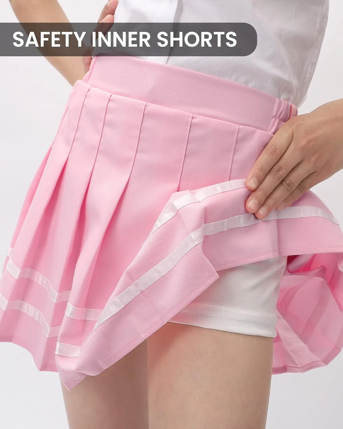 Auranso Girls Pleated Skirt Kids Tennis Elastic Waist Uniform Plaid Skirt 4-14 Y