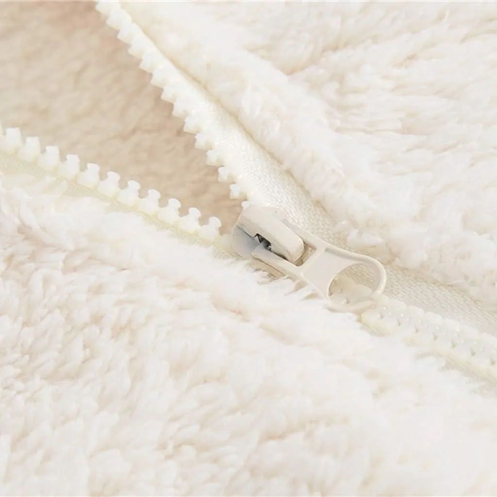 Baby Boys Girls Hooded Jacket Hoodie Winter Warm Solid Color Coat Toddler Cute Bear Ear Sweater Thick Clothes