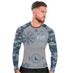 BattleFitGear Navy Veteran Viking Men's Long Sleeve Rash Guard