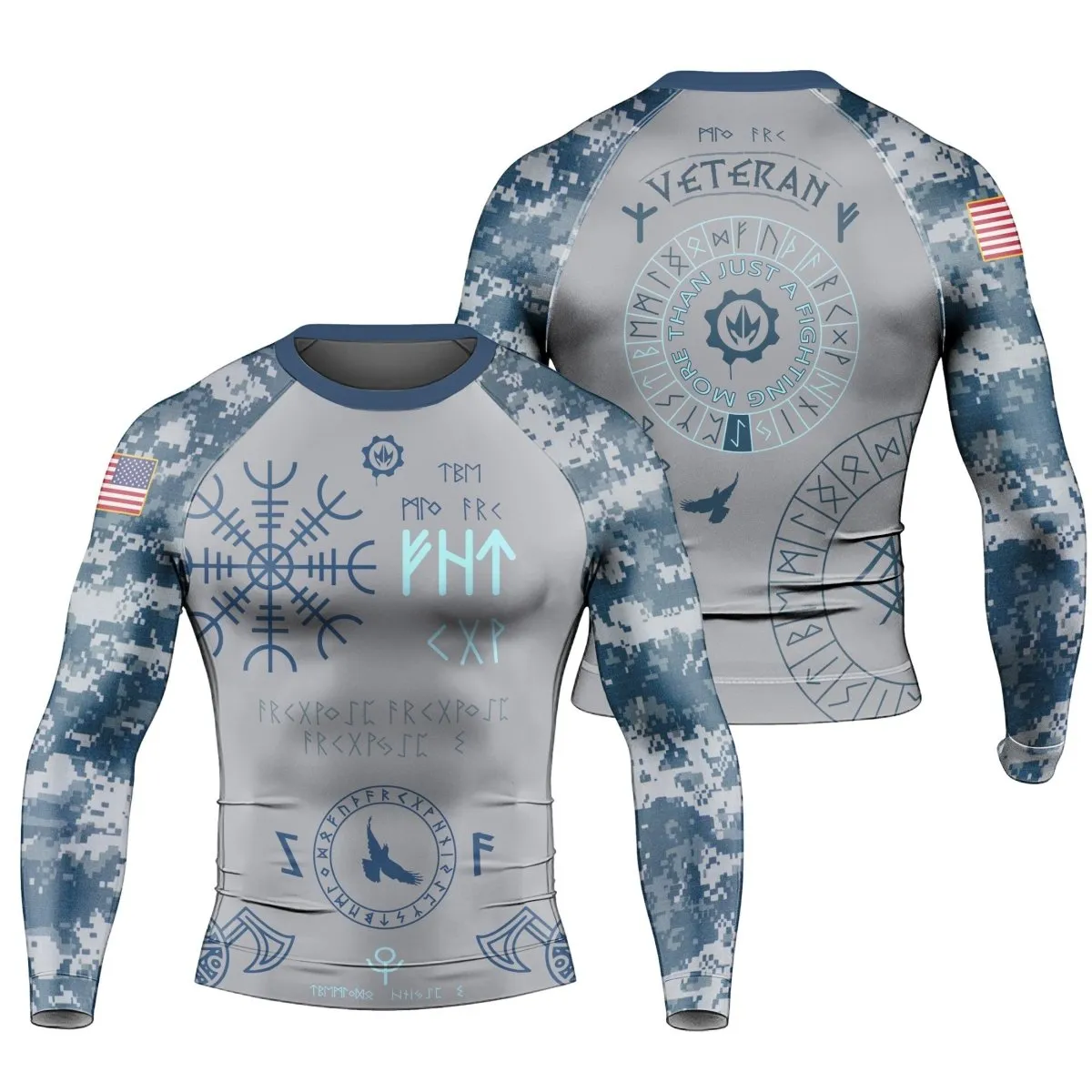 BattleFitGear Navy Veteran Viking Men's Long Sleeve Rash Guard
