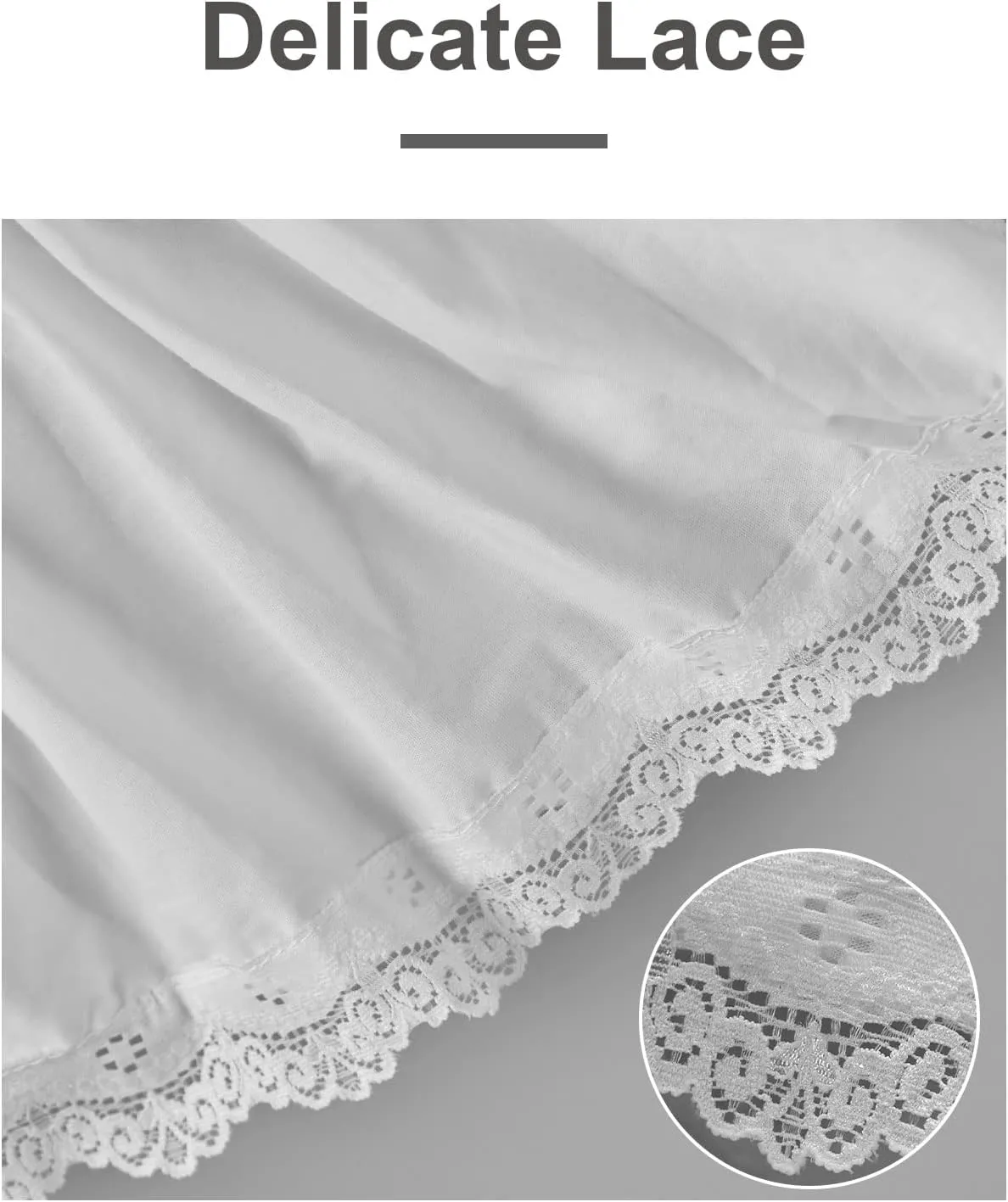 BEAUTELICATE Women Half Slip 100% Cotton Underskirt Skirt Extender with Ruffle Lace Trim Long Skirt