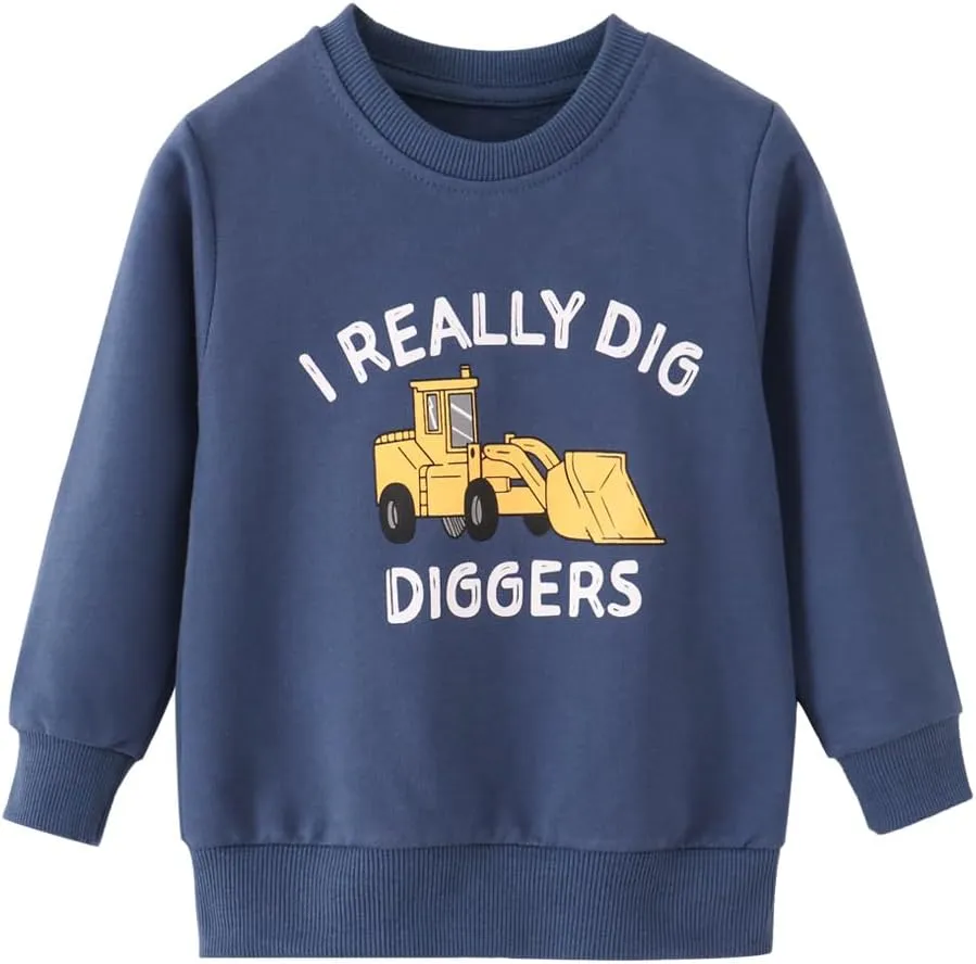 BeiVSlley Toddler Boys 3 Pack Cotton Pullover Crewneck Sweatshirt Long Sleeve Cartoon Shirt Sweaters Tops