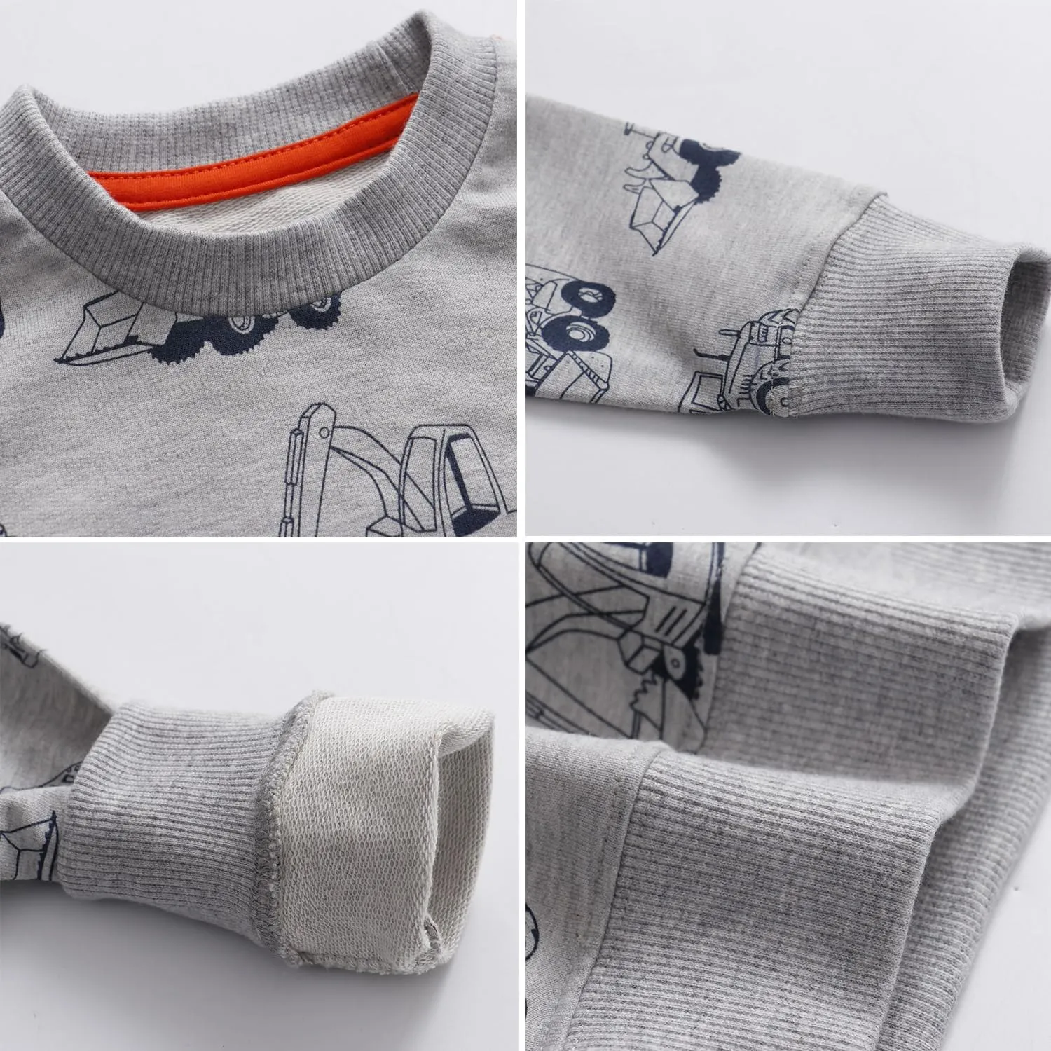 BeiVSlley Toddler Boys 3 Pack Cotton Pullover Crewneck Sweatshirt Long Sleeve Cartoon Shirt Sweaters Tops