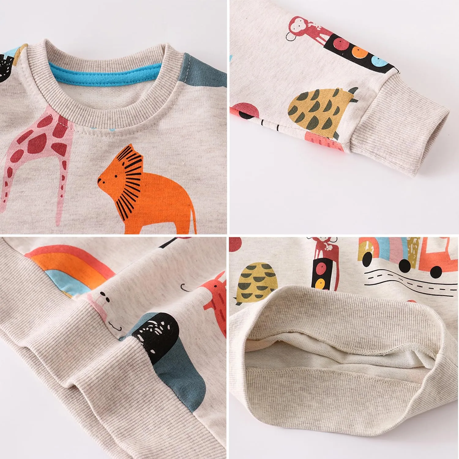 BeiVSlley Toddler Boys 3 Pack Cotton Pullover Crewneck Sweatshirt Long Sleeve Cartoon Shirt Sweaters Tops