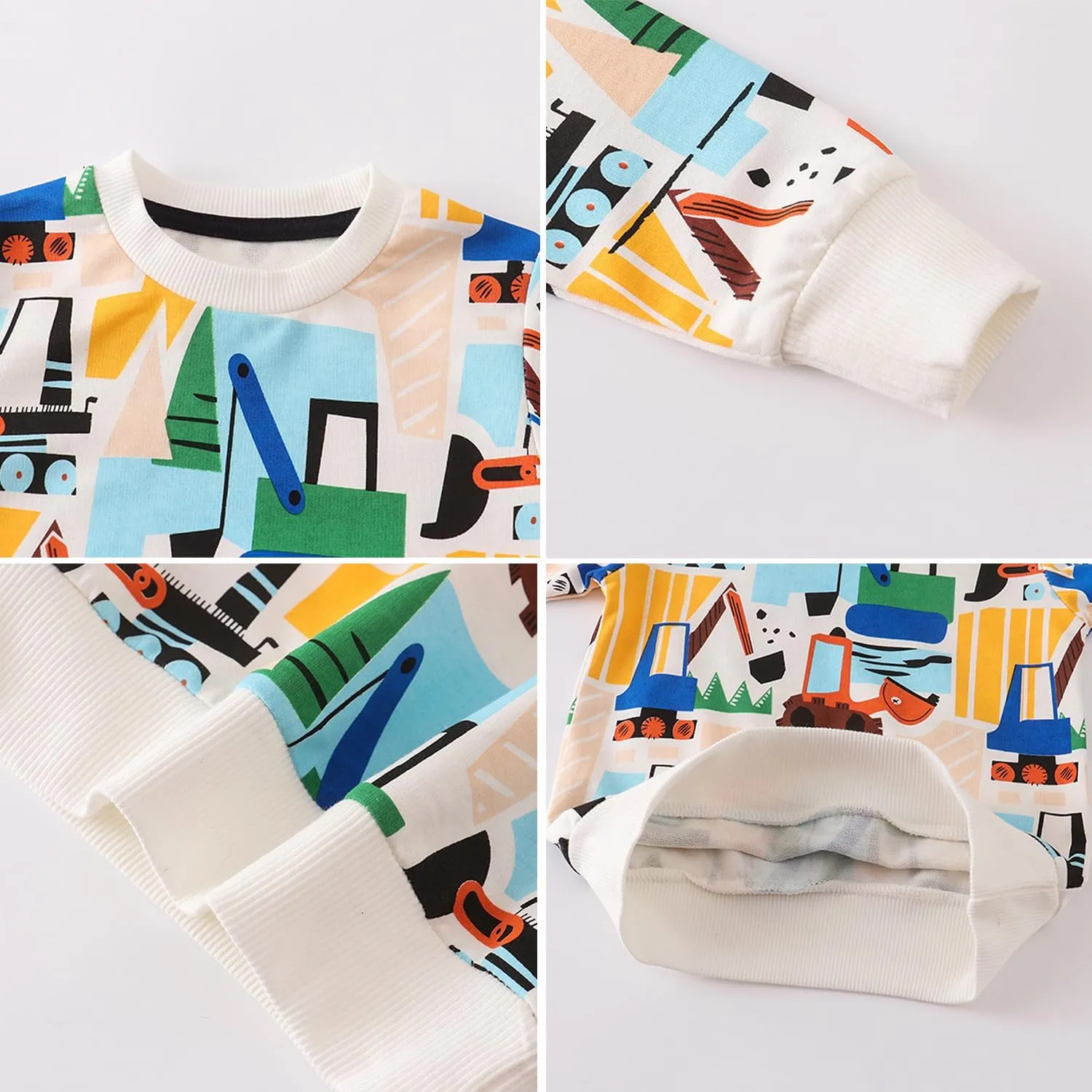 BeiVSlley Toddler Boys 3 Pack Cotton Pullover Crewneck Sweatshirt Long Sleeve Cartoon Shirt Sweaters Tops