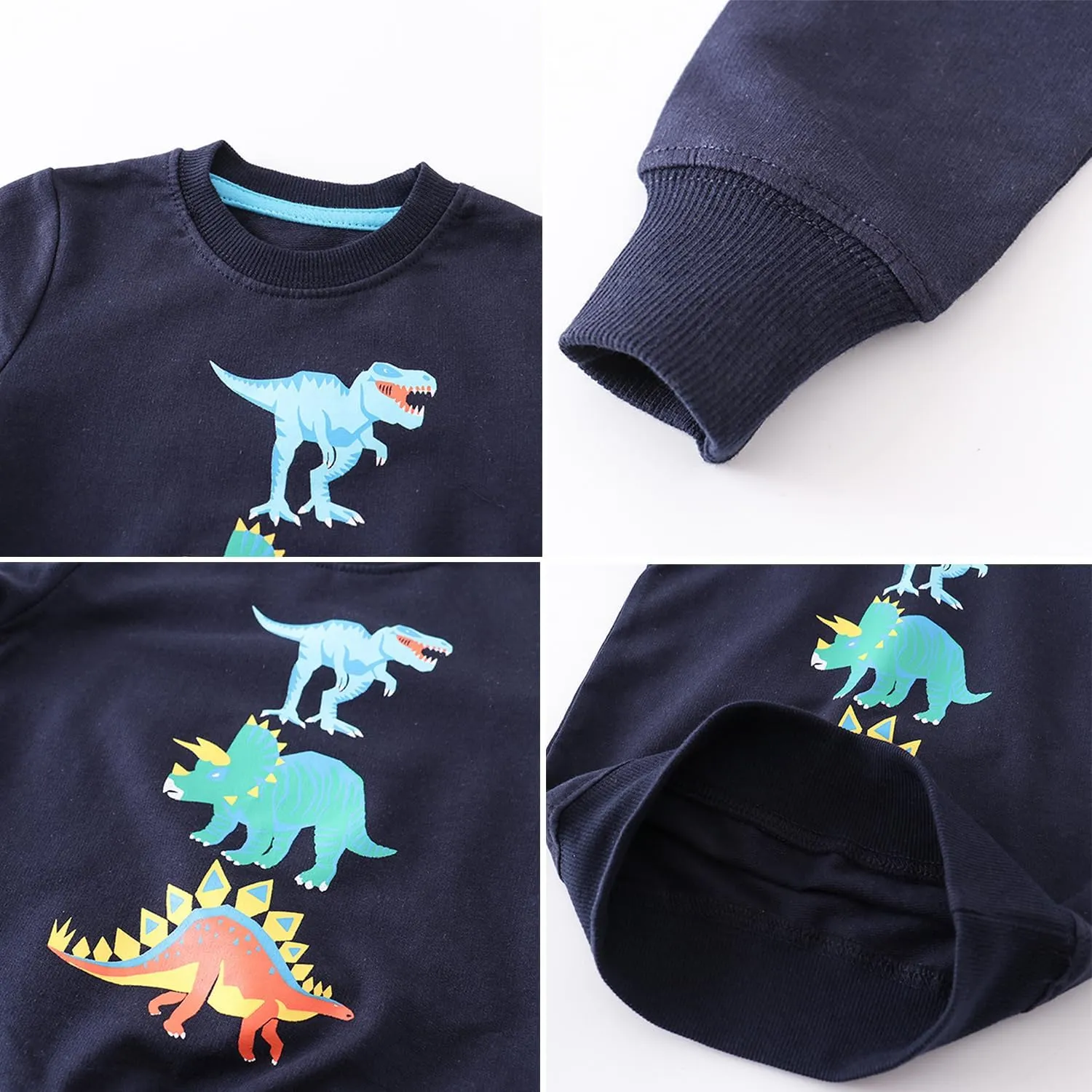 BeiVSlley Toddler Boys 3 Pack Cotton Pullover Crewneck Sweatshirt Long Sleeve Cartoon Shirt Sweaters Tops