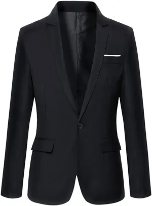 Beninos Mens Blazer Jacket Slim Fit Casual One Button Sport Coats