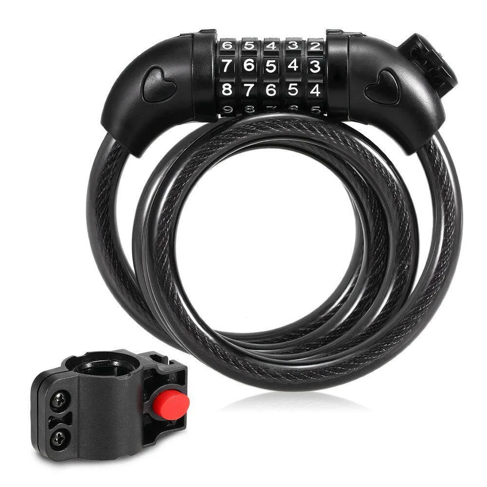 Bicycle Coded Wire Lock Anti-theft 5-Digit Coded Lock Anti-shear  Safety Cable Chain Lock Waterproof Bike Tyre Shackle