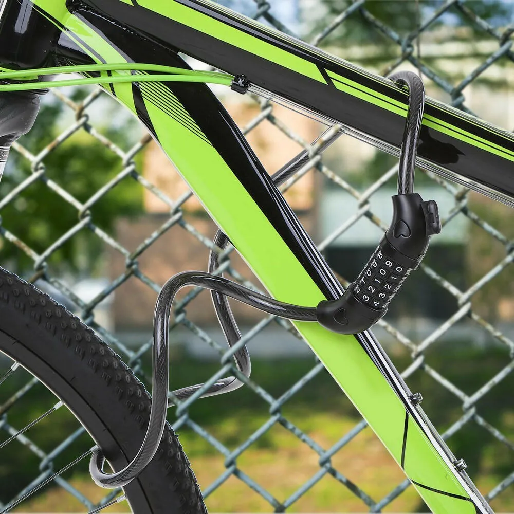Bicycle Coded Wire Lock Anti-theft 5-Digit Coded Lock Anti-shear  Safety Cable Chain Lock Waterproof Bike Tyre Shackle