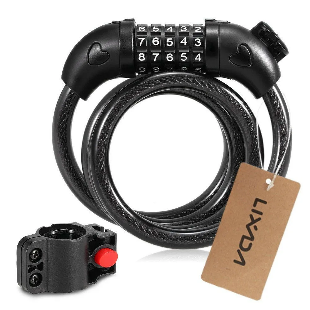 Bicycle Coded Wire Lock Anti-theft 5-Digit Coded Lock Anti-shear  Safety Cable Chain Lock Waterproof Bike Tyre Shackle