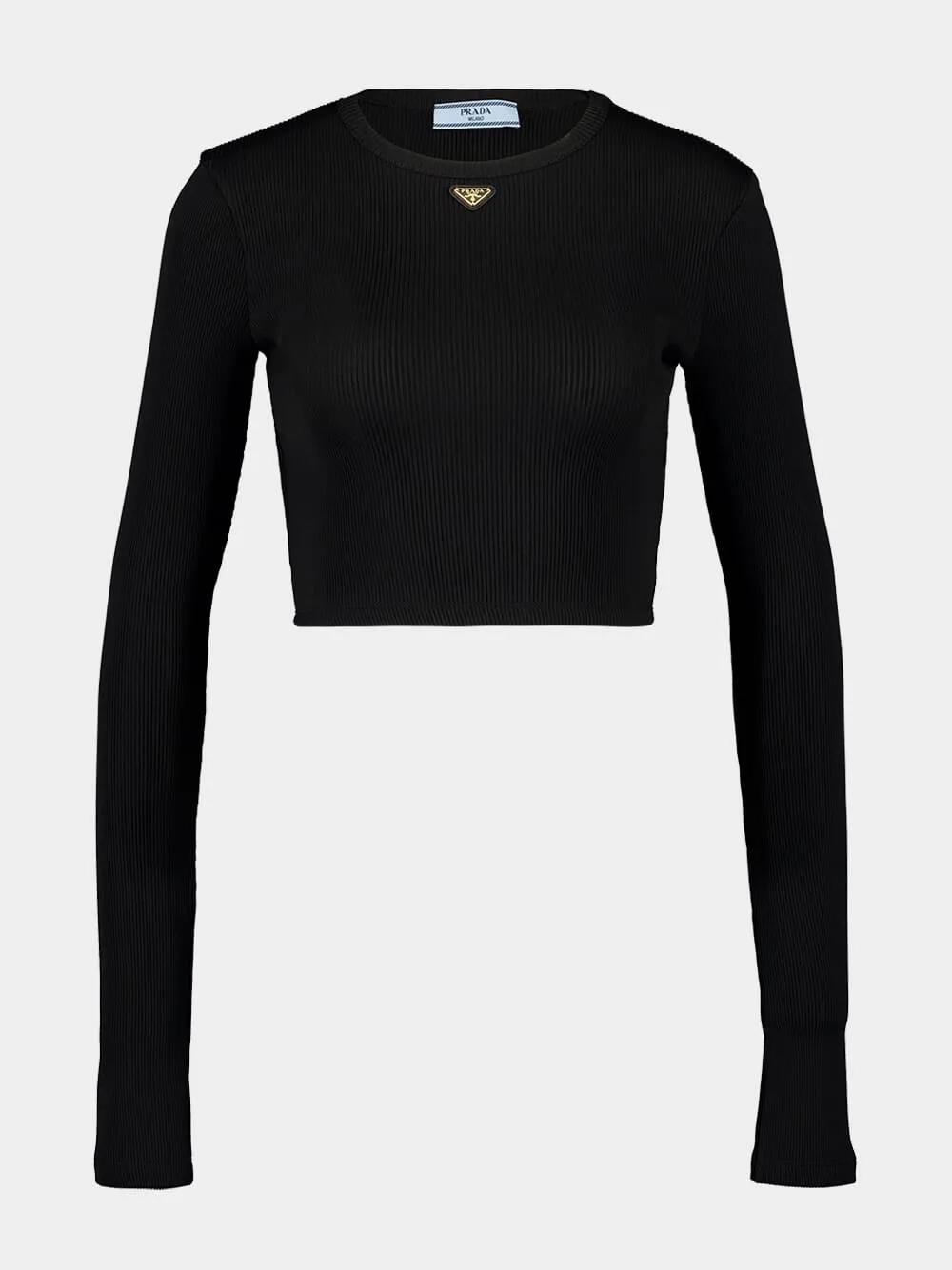Black Cropped Long-Sleeve Top
