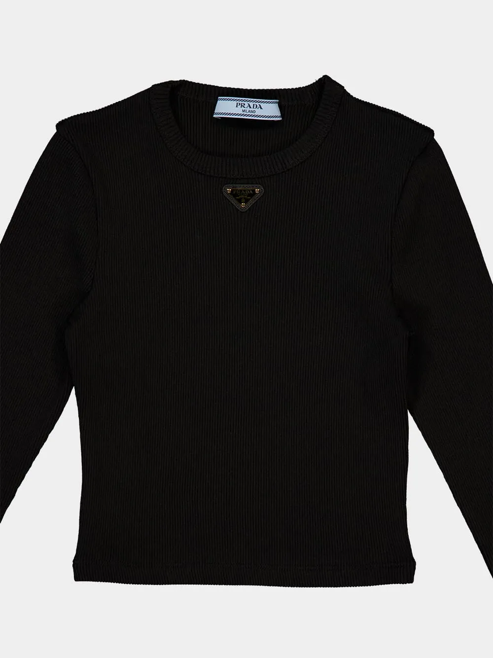 Black Cropped Long-Sleeve Top