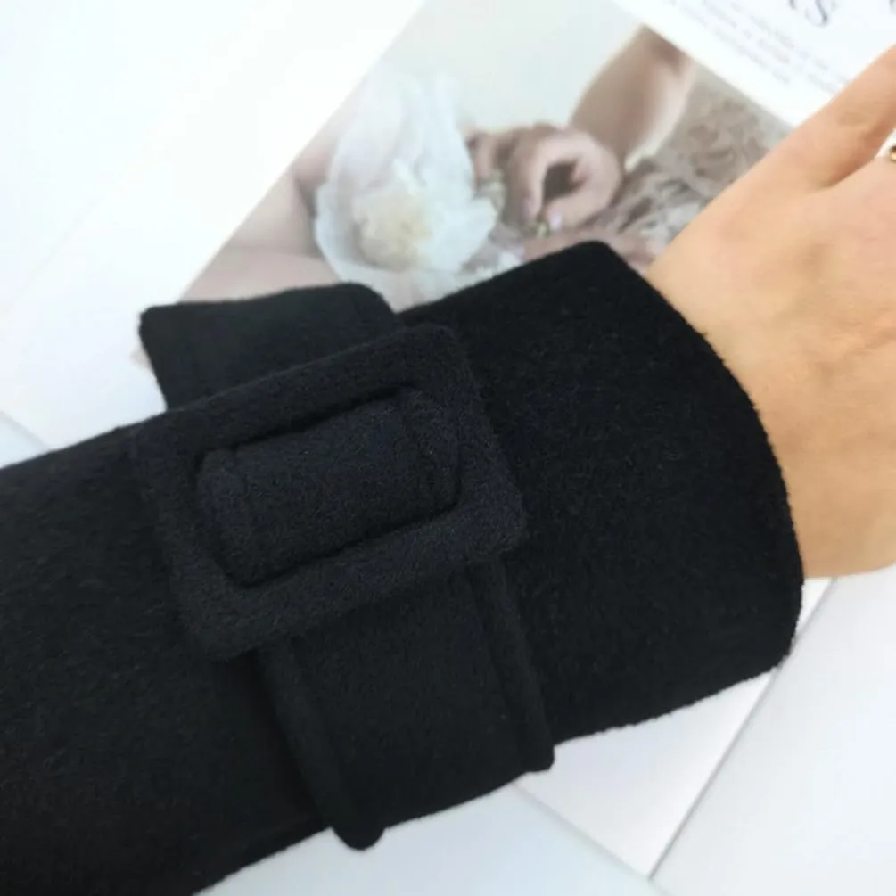 Black Tweed Coat Sleeve Band Faux Wool Cuff Straps Replacement for Winter Thick Trench Coat Jacket