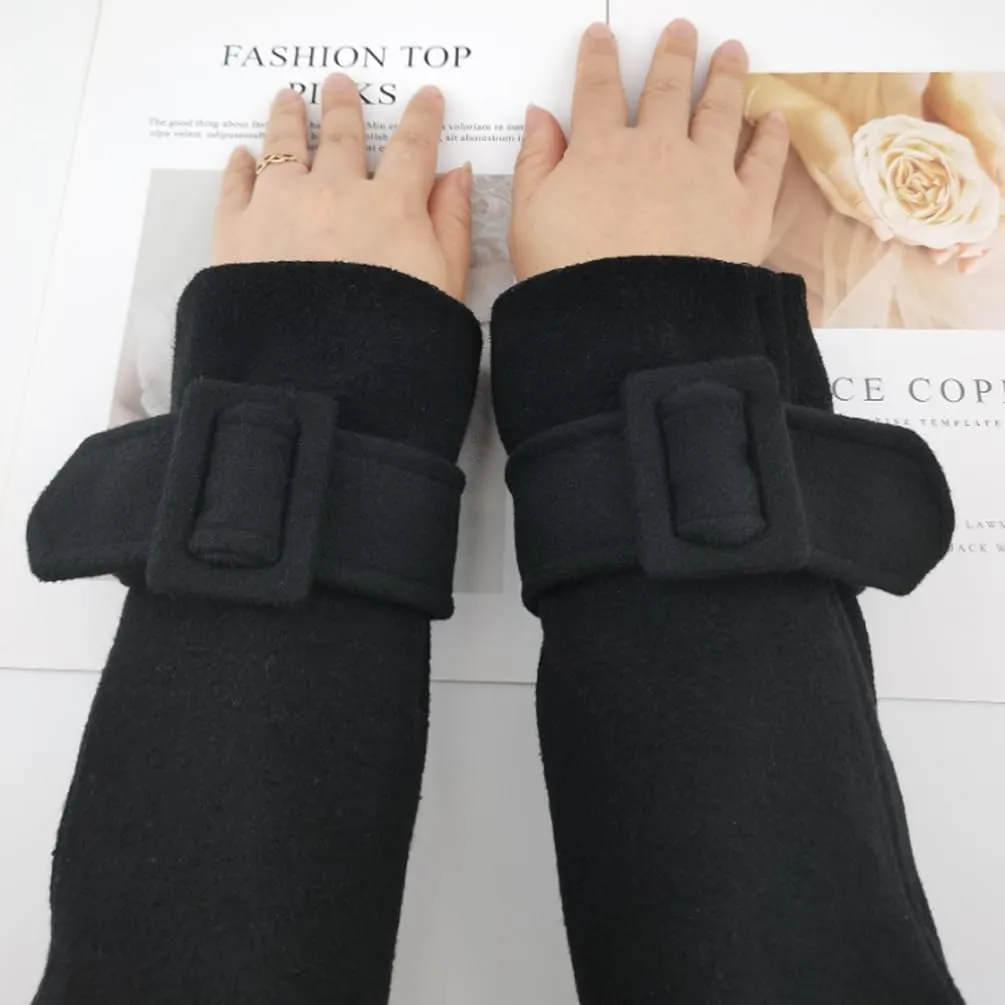 Black Tweed Coat Sleeve Band Faux Wool Cuff Straps Replacement for Winter Thick Trench Coat Jacket