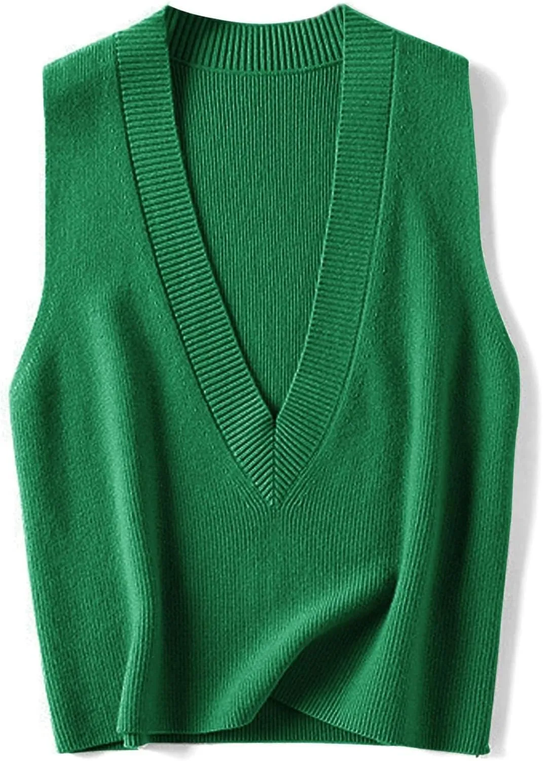 Blostirno Women's Sweater Vest V Neck Knit Pullover Vests Trendy Solid Knitwear Sleeveless Sweaters Tops