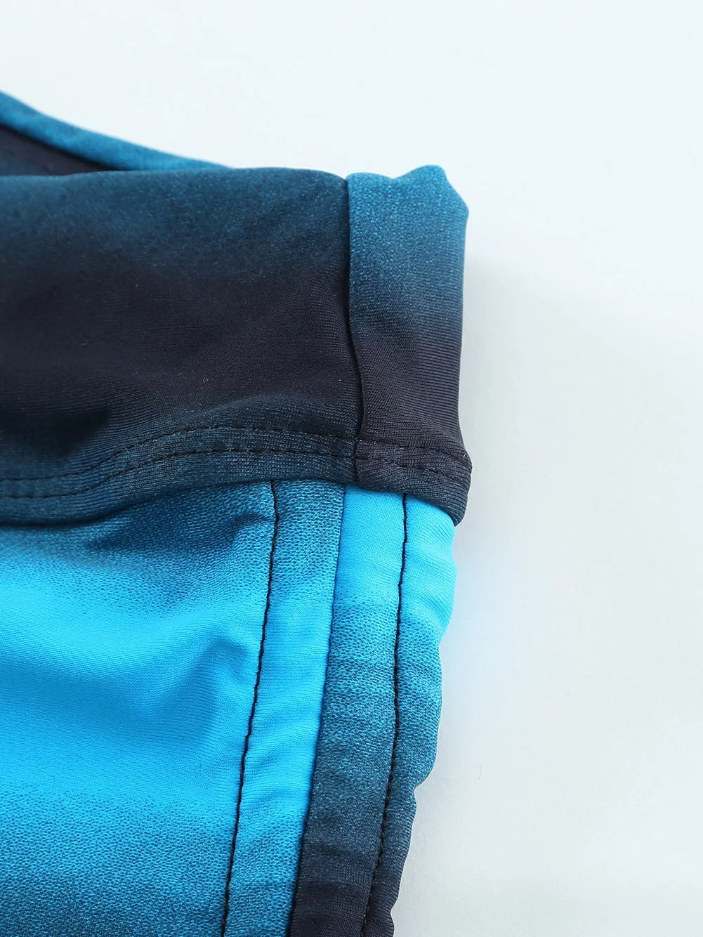 Blue Black Ombre Shading Bikini Set with Boardshort - Summer Beach Duo