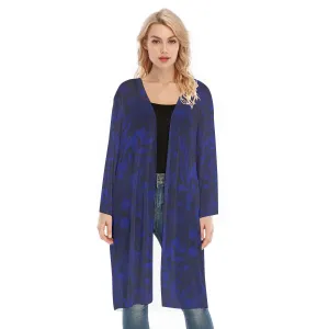 Blue Long Sleeve Mesh Cardigan. Mesh Kimono. Caracas Collection