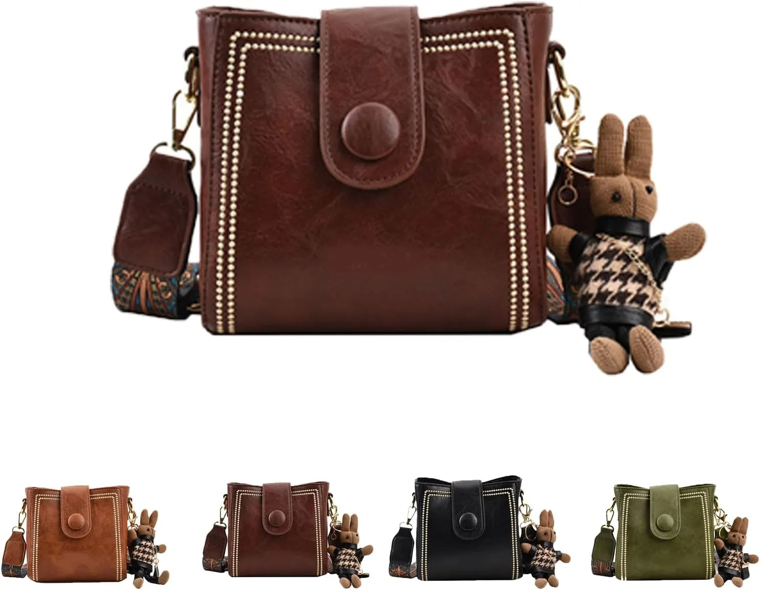Bootara Bucket Bag, Adjustable Women'S Vintage Bunny Charm Bucket Bags, Spacious Travel Tote